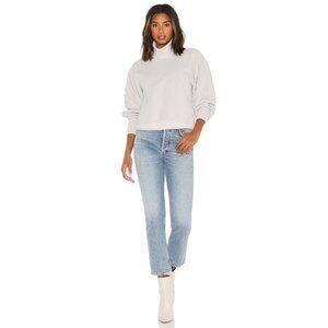 Agolde Extended Rib Sweatshirt in Paper Mache XSmall New Womens Pullover